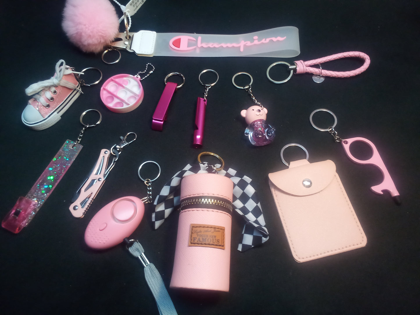 Baby Pink Champs Safety Keychain Set
