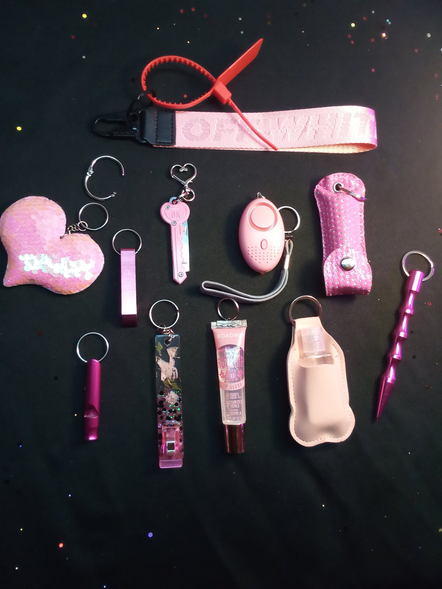 Powder Pink Mix Safety Keychain Set