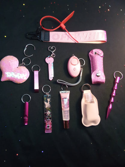 Powder Pink Mix Safety Keychain Set