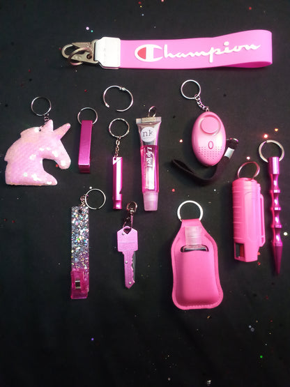Fucshia Pink Champs Safety Keychain Set