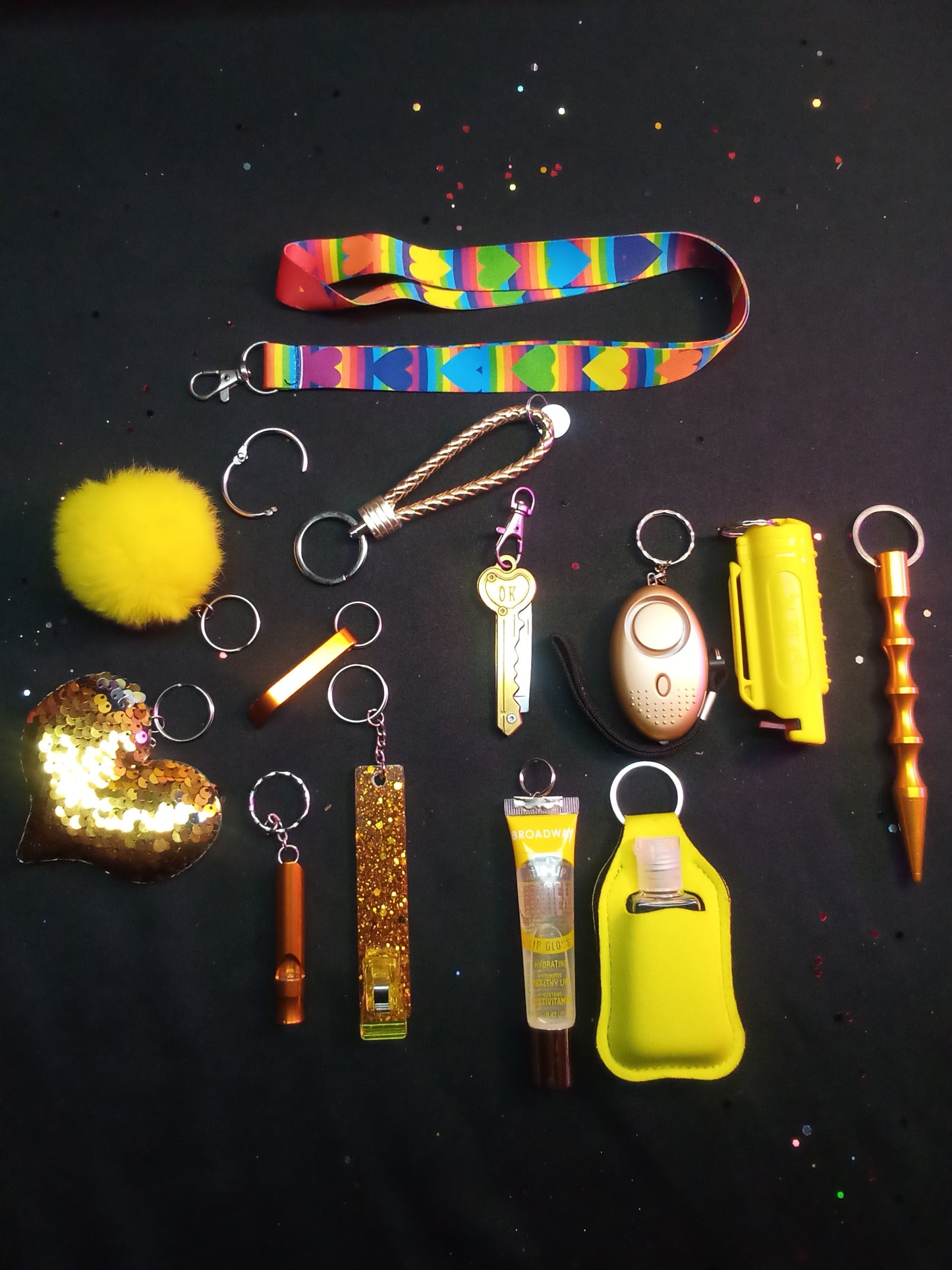 Heart of Gold Safety Keychain Set (Yellow and Gold)