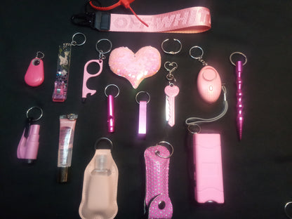 Light Pink Heart Power Safety Keychain Bundle