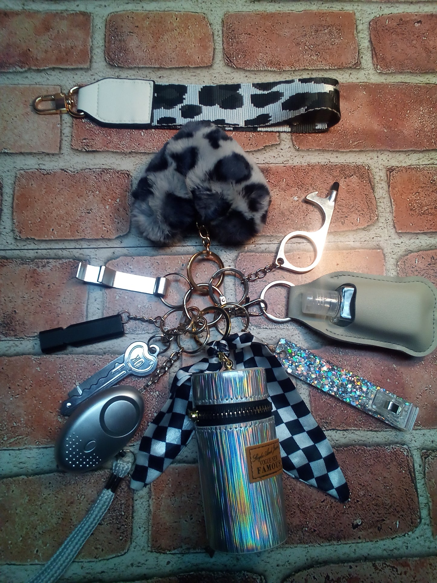Silver Gray Animal Print Keychain Set