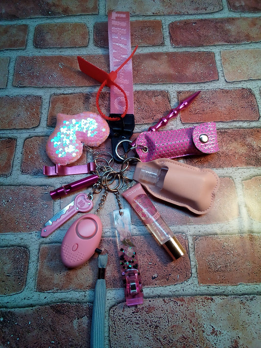 Powder Pink Mix Safety Keychain Set